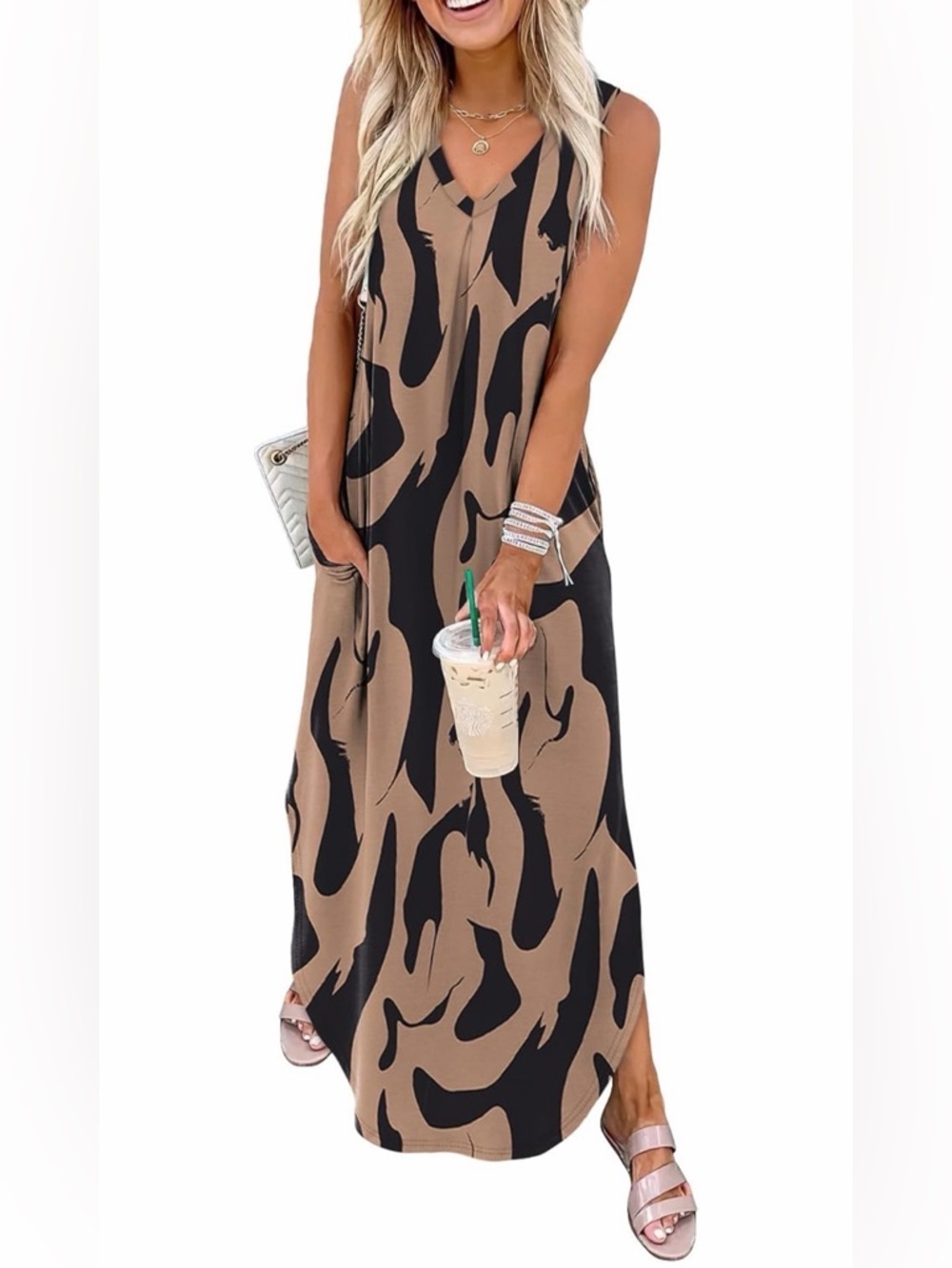 🆕Sleeveless V-Neck Maxi Dress with Pockets